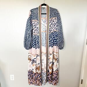 Conditions Apply Anthropologie duster kimono tiger animal print one size